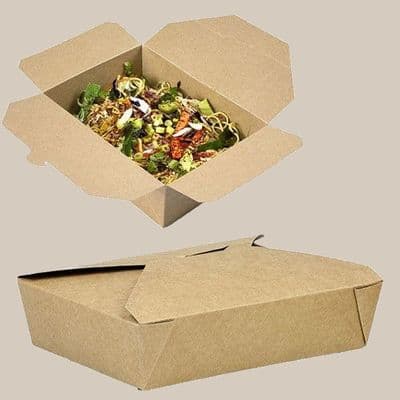 N3 Kraft Large Biodegradable Compostable Takeaway Food Carton Boxes x 40