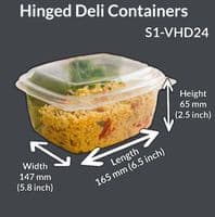 N3 Large Biodegradable Compostable Hinged Dessert Deli Salad Container 24oz x 50