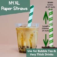 N3 Large Biodegradable Compostable Thick Shake Smoothie Straws 10mm (Pack of 80)