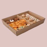 N3 Large Cardboard & PLA Compostable Sandwich Buffet Platter Boxes 18x12
