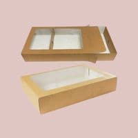 N3 Large Cardboard & PLA Compostable Sandwich Buffet Platter Boxes 18x12