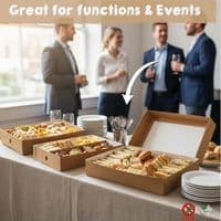 N3 Large Cardboard & PLA Compostable Sandwich Buffet Platter Boxes 18x12