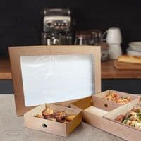 N3 Large Cardboard & PLA Compostable Sandwich Buffet Platter Boxes 18x12