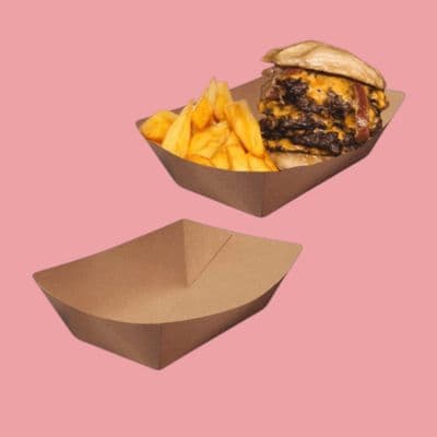 N3 Large Kraft Budget Compostable Food Trays 40oz x 500