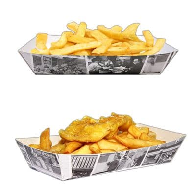 N3 Large Newsprint Biodegradable Compostable Food Trays 11x6