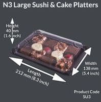 N3 Large PLA Biodegradable Compostable Sushi & Cake Platters | Bulk