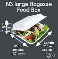N3 Large Sugarcane Biodegradable Compostable Food Container Boxes 8