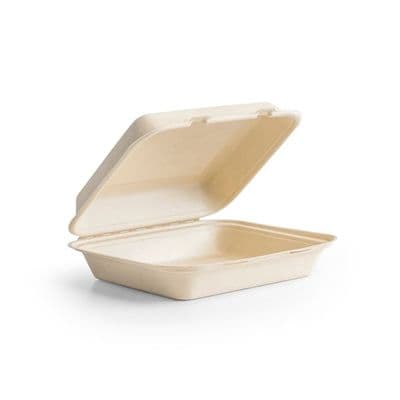 N4 Bulk Large Oatmeal Biodegradable Compostable Food Container Boxes 9x8