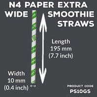 N4 Paper Extra Wide Compostable Thick Shake Smoothie Straws 10mm x 80