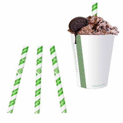 N4 Paper Extra Wide Compostable Thick Shake Smoothie Straws 10mm x 80
