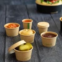 N44 Kraft Small Compostable Hot & Cold Sample Portion Pot Cups 1oz x 50