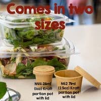 N44 Kraft Small Compostable Hot & Cold Sample Portion Pot Cups 1oz x 50