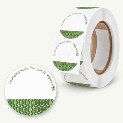 N45 Round Compostable Write-On Sticker Labels - 45mm | Made by Vegware