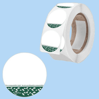 N45 Round Removable Biodegradable Compostable Food Sticker Labels x 1000