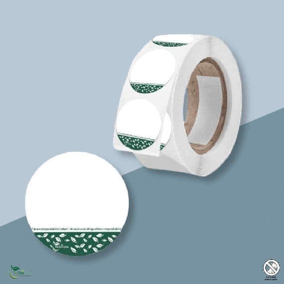 N45 Sugarcane Round Removable Labels - 1,000 Roll | Sold at Almost Cost