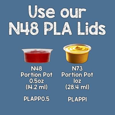 N48 Bulk PLA Biodegradable Compostable Portion Pots Lids 48mm x 5000