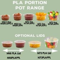 N48 PLA Biodegradable Compostable Cold Food Sample Portion Pots 0.5oz x 100