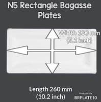 N5 Bagasse Biodegradable Compostable Disposable Rectangle Buffet Plates 10