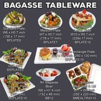 N5 Bulk Long Sugarcane Compostable 5 Compartment Meal Trays & Lids 11x9