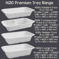 N5 Bulk Long Sugarcane Compostable 5 Compartment Meal Trays & Lids 11x9