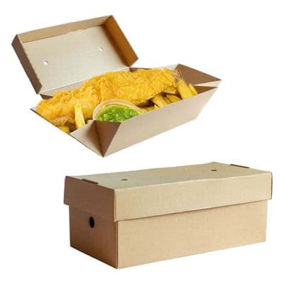 N5 Bulk Premium Long Biodegradable Compostable Food Tray Boxes x 100