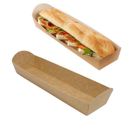 N5 Kraft Biodegradable Compostable Baguette & Hot Dog Trays 10x2
