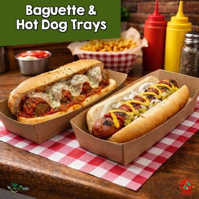 N5 Kraft Biodegradable Compostable Baguette & Hot Dog Trays | Bulk