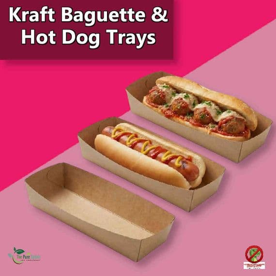 N5 Kraft Biodegradable Compostable Baguette & Hot Dog Trays | Pack of 50