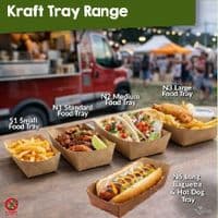 N5 Kraft Biodegradable Compostable Baguette & Hot Dog Trays | Pack of 50