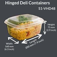 N5 XXL Biodegradable Compostable Hinged Dessert Deli Salad Container 48oz x 50