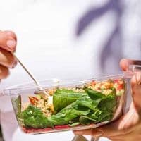 N5 XXL Biodegradable Compostable Hinged Dessert Deli Salad Container 48oz x 50