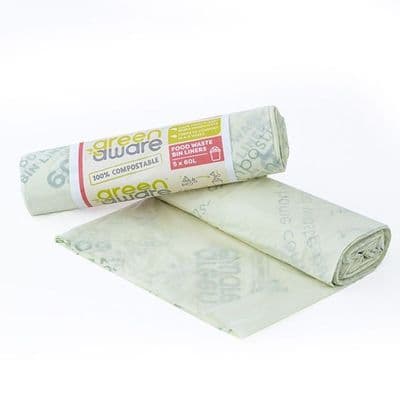 N60 Greenaware Biodegradable Compostable Waste Bin Bags 45-60L