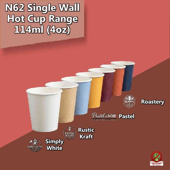 N62 Biodegradable Compostable Hot Cups | Single Wall | 4oz (113ml)