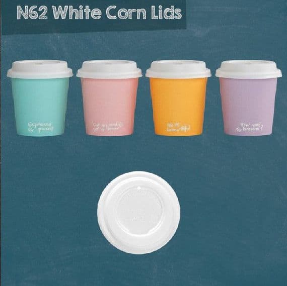 N62 Bulk CPLA White Compostable Disposable Hot Drink Cup Lids 62mm x 2000