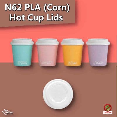 N62 CPLA White Biodegradable Compostable Disposable Hot Drink Cup Lids 62mm | Fits 4oz Hot Cups