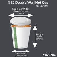 N62 CPLA White Biodegradable Compostable Disposable Hot Drink Cup Lids 62mm | Fits 4oz Hot Cups