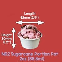 N62 Sugarcane Compostable Hot & Cold Portion Pot Lids 62mm x 100