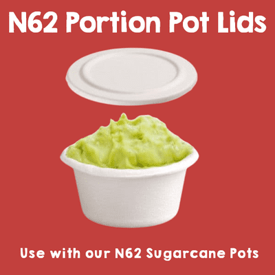 N62 Sugarcane Compostable Hot & Cold Portion Pot Lids 62mm x 100