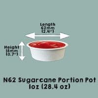 N62 Sugarcane Compostable Oven Safe Sample Portion Pot | 1oz (28.4ml) | Packs of 50