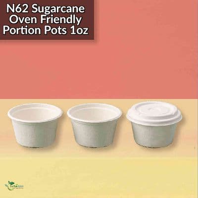 N62 Sugarcane Compostable Oven Safe Sample Portion Pot | 1oz (28.4ml) | Packs of 50