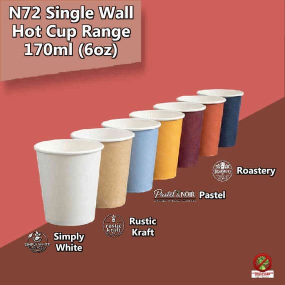 SEO Title: N72 Eco-Friendly 6oz Single Wall Hot Cups (Box of 1000) | The Pure Option