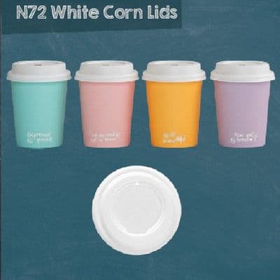 N72 Bulk CPLA White Compostable Hot Drink Cup Lids 72mm x 1000