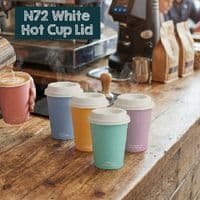 N72 CPLA White Biodegradable Compostable Hot Drink Cup Lids 72mm x 50
