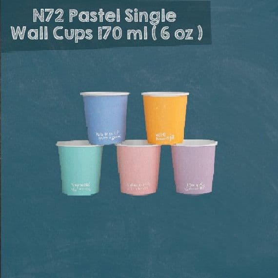 N72 Pastel Biodegradable Compostable Flat White Cups 6oz– Single Wall (Box of 1000)