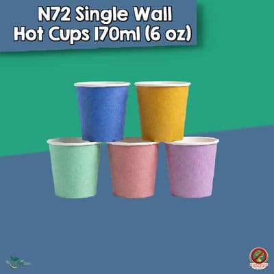 N72 Pastel Biodegradable Compostable Flat White Cups 6oz | Single Wall | Bulk