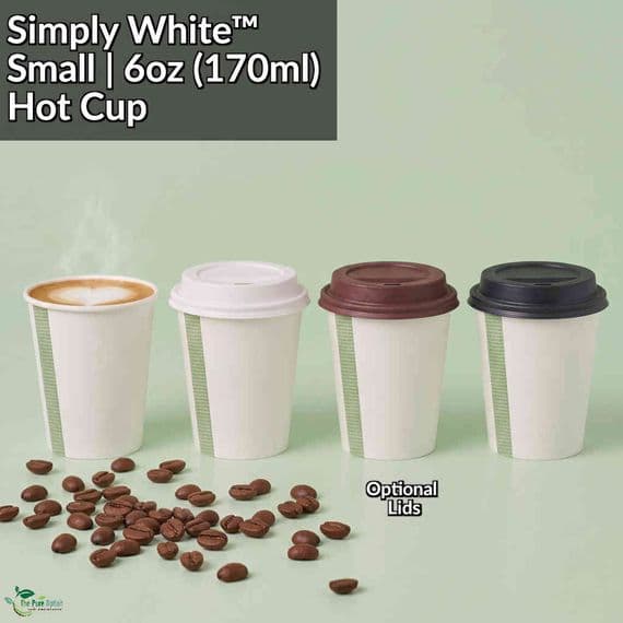 N72 Single Wall Biodegradable Compostable Disposable Hot Drink Cups | 6oz | Pack of 50