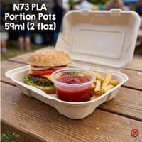 N73 PLA Biodegradable & Compostable Cold Food Portion Pots (Box of 2,000) | Crystal Clear Plant-Based Sauce & Dip Cups | Plastic-Free Sample Pots
