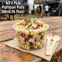 N73 PLA Biodegradable & Compostable Cold Food Portion Pots (Box of 2,000) | Crystal Clear Plant-Based Sauce & Dip Cups | Plastic-Free Sample Pots