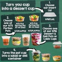 N73 PLA Biodegradable Compostable Cold Food Portion Pots x 100