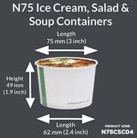 N75 Bulk XS Biodegradable Compostable Gelato Ice Cream Containers 4oz x 1000